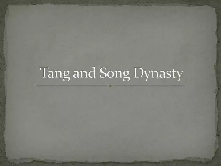 tang and song dynasty