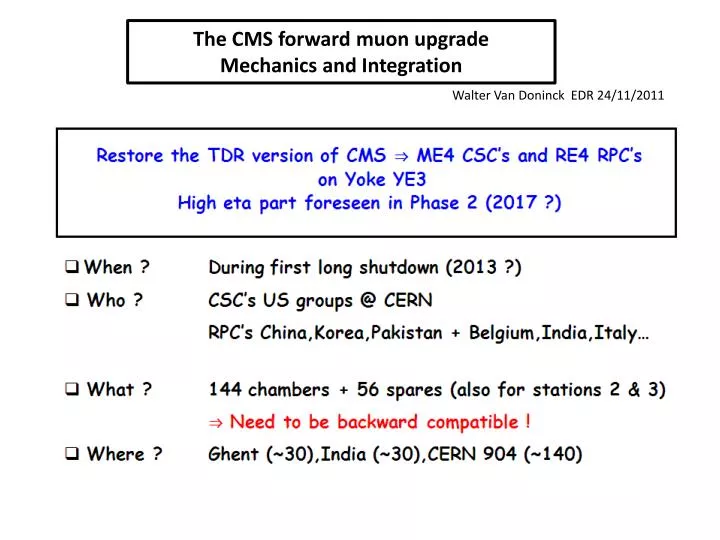 the cms forward muon upgrade mechanics and integration