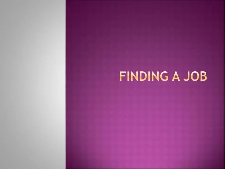 finding a job