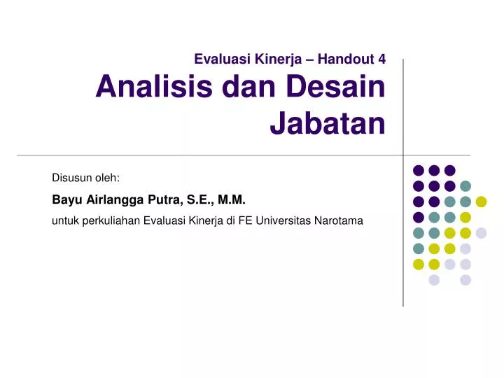 evaluasi kinerja handout 4 analisis dan desain jabatan