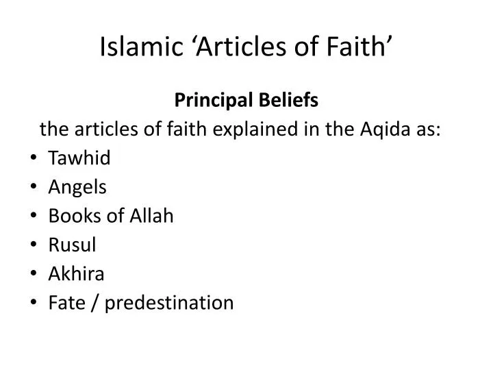 islamic articles of faith