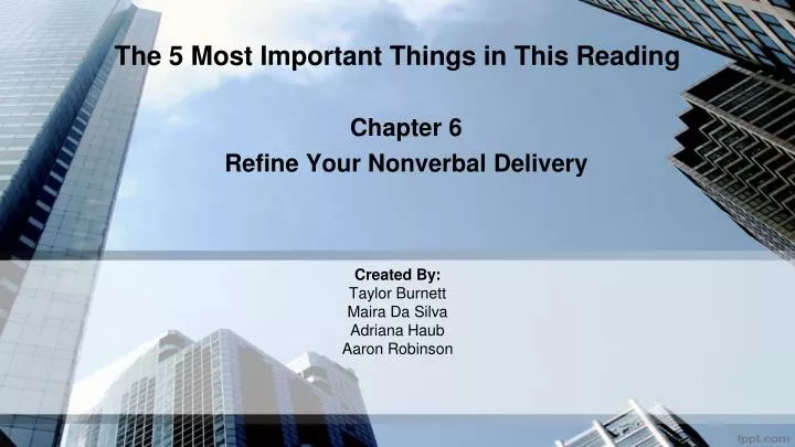 the 5 most important things in this reading