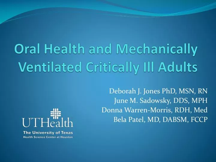 oral health and mechanically ventilated critically ill adults