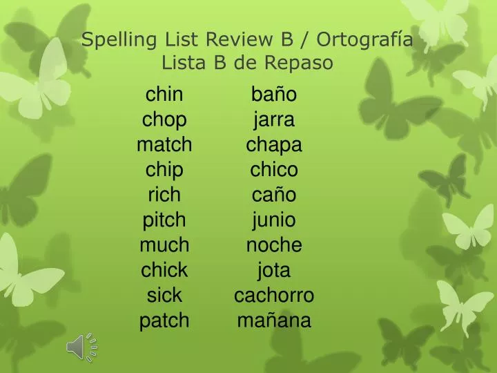 spelling list review b ortograf a lista b de repaso
