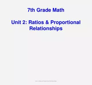 7th Grade Math Unit 2: Ratios &amp; Proportional Relationships