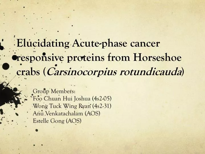 elucidating acute phase cancer responsive proteins from horseshoe crabs carsinocorpius rotundicauda