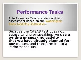 Performance Tasks