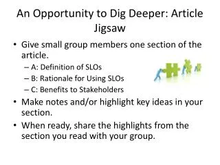 An Opportunity to Dig Deeper: Article Jigsaw