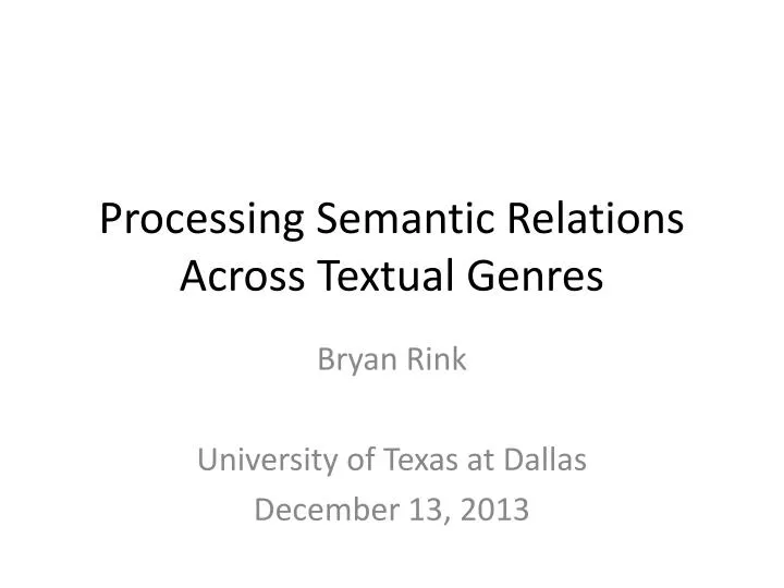 processing semantic relations across textual genres