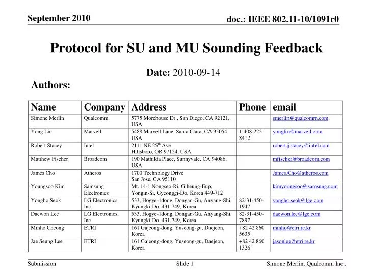 protocol for su and mu sounding feedback