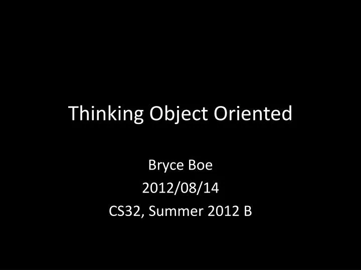 thinking object oriented
