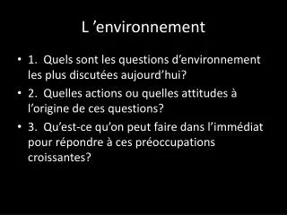 l environnement