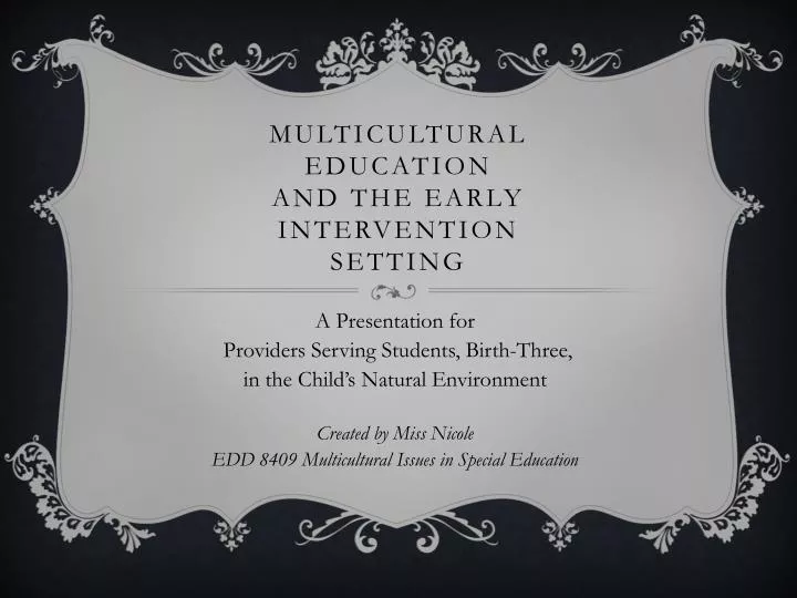 multicultural education and the early intervention setting