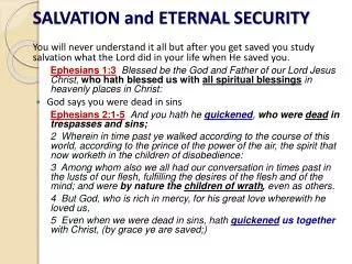 SALVATION and ETERNAL SECURITY