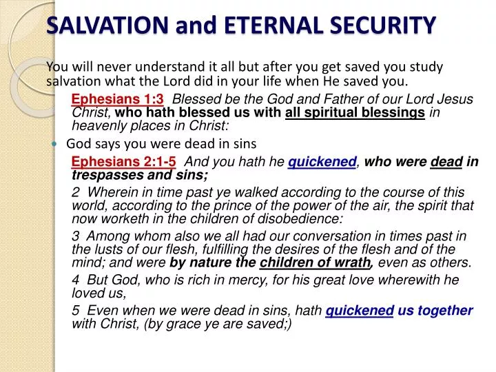 salvation and eternal security