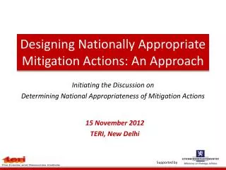 Designing Nationally Appropriate Mitigation Actions: An Approach