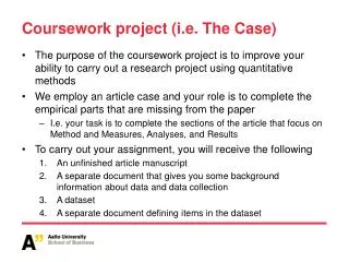 Coursework project (i.e. The Case)