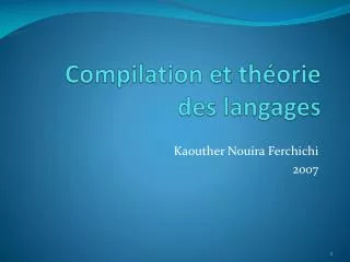 compilation et th orie des langages