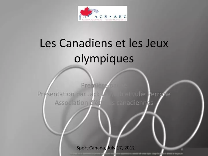les canadiens et les jeux olympiques