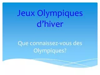 jeux olympiques d hiver