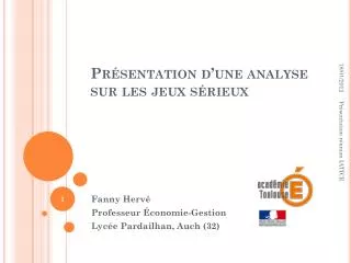 pr sentation d une analyse sur les jeux s rieux