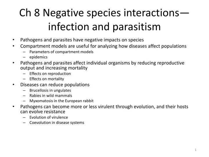 ch 8 negative species interactions infection and parasitism