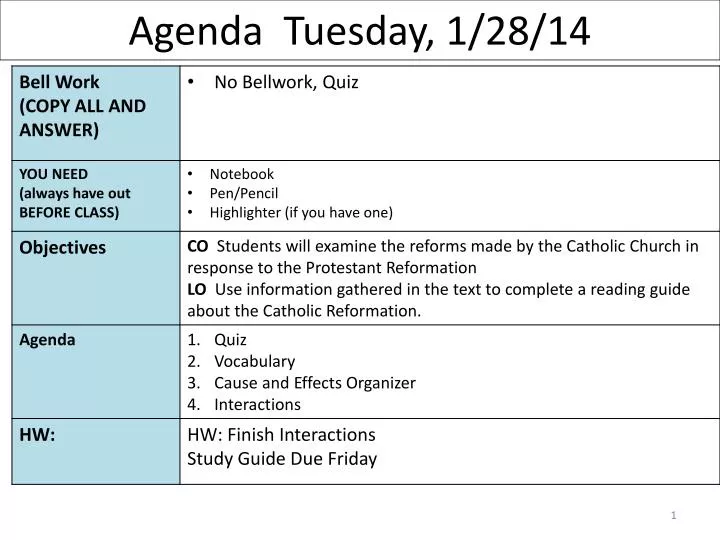 agenda tuesday 1 28 14