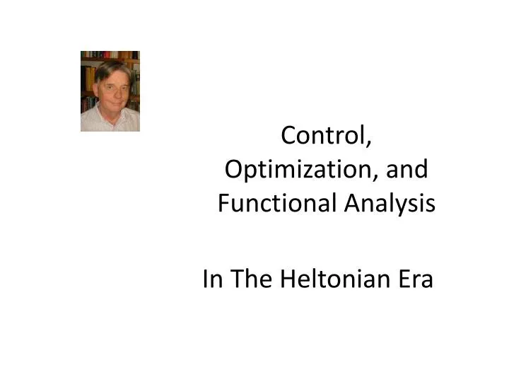 control optimization and functional analysis