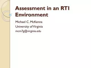 Assessment in an RTI Environment