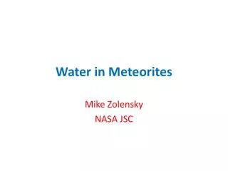 Water in Meteorites