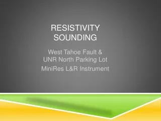 Resistivity Sounding