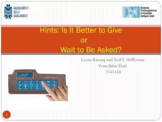 Hints: Is It Better to Give or Wait to Be Asked?