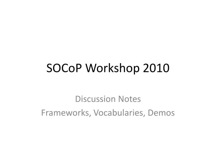 socop workshop 2010