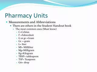 Pharmacy Units