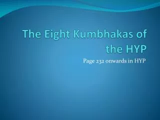 The Eight Kumbhakas of the HYP