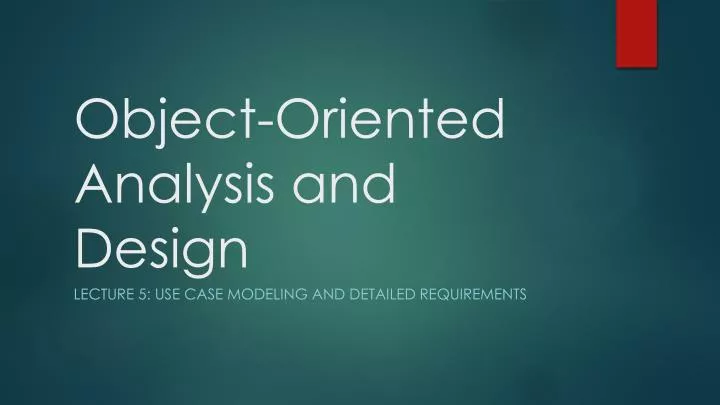 object oriented analysis and design