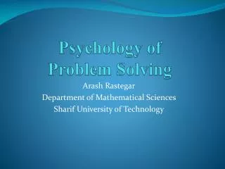 Psychology of Problem Solving