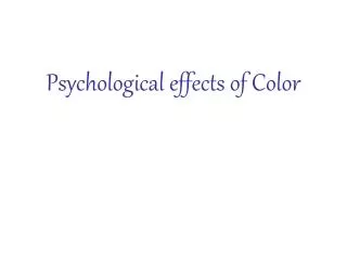 Psychological effects of Color