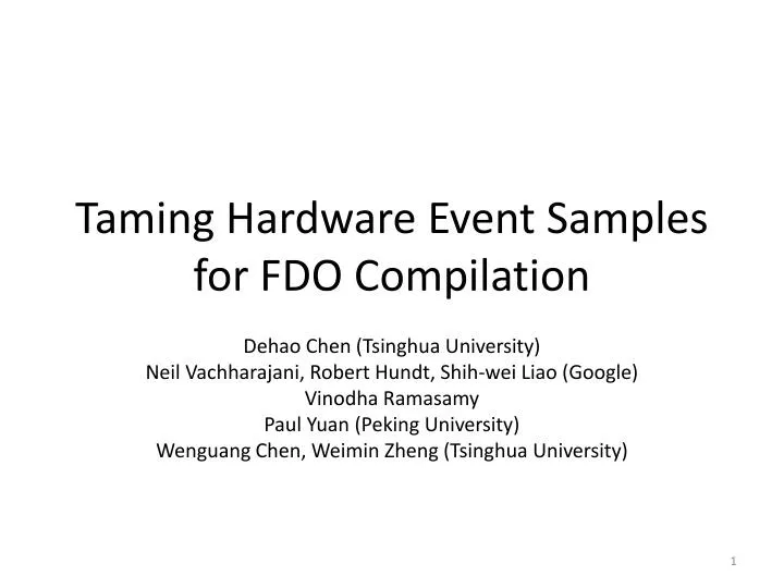 taming hardware event samples for fdo compilation
