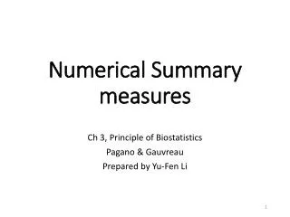 Numerical Summary measures