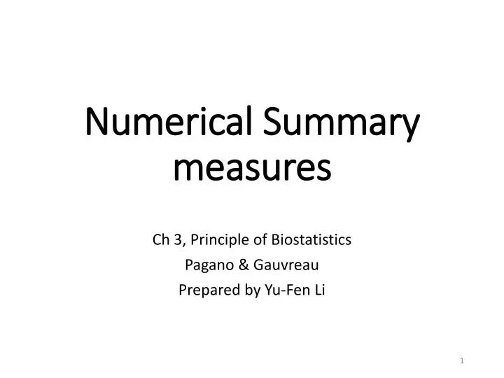 numerical summary measures