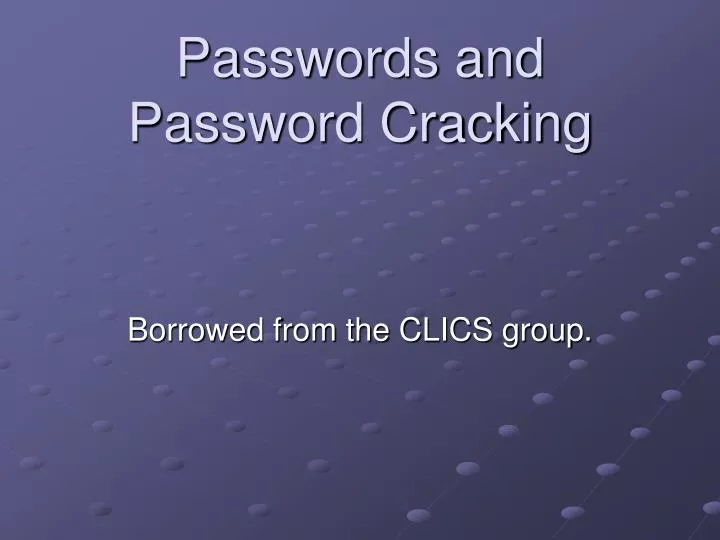 passwords and password cracking