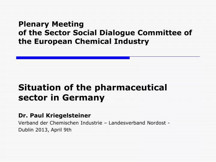 plenary meeting of the sector social dialogue committee of the european chemical industry
