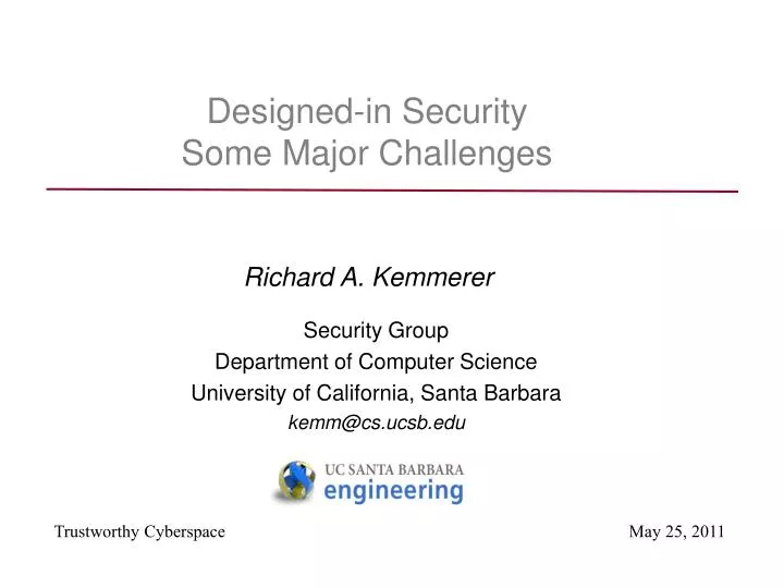 designed in security some major challenges