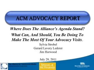 ACM ADVOCACY REPORT