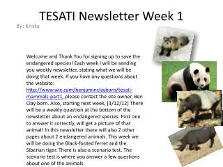 TESATI Newsletter Week 1