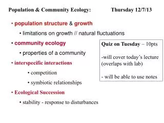 Population &amp; Community Ecology: