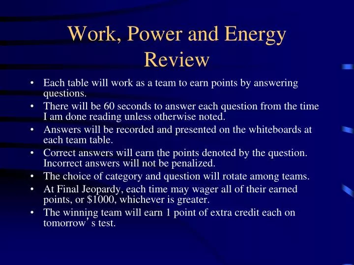 work power and energy review