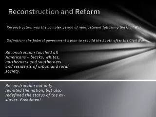 Reconstruction and Reform