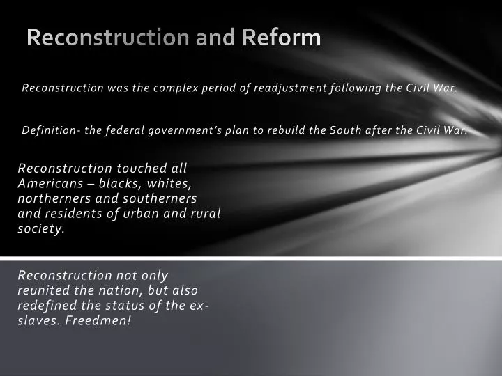 reconstruction and reform
